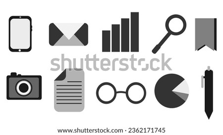 Educational and technology multiple set simple grey icons sheet