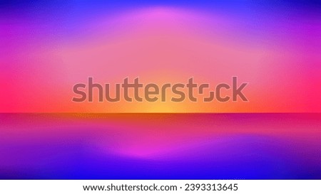 Sunset two side sky and sea mirror flat gradient colors presentation background