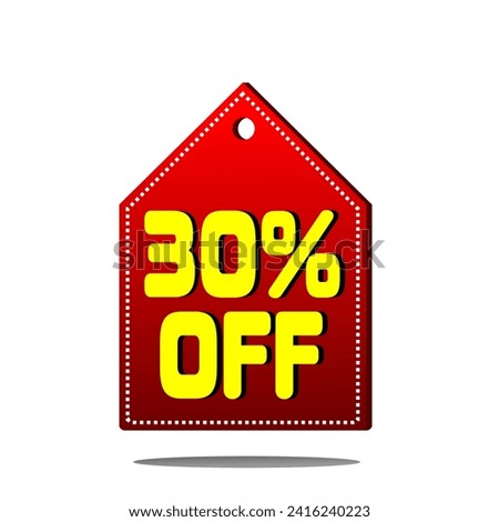 30% OFF Floating simple triangular head red price tag for business and sales promotions.