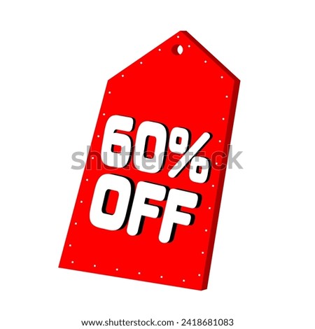 60% off red triangular top skewed price tag for business and sales.