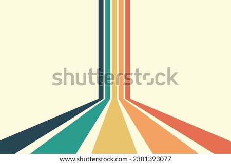 Abstract background of rainbow groovy Wavy Line design in 1970s Hippie Retro style. Vector pattern ready to use for cloth, textile, wrap and other.