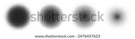 Set of black halftone dots background