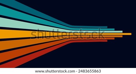 Retrofuturism poster design in trendy retro line style. Modern art poster retro vintage style 70s stripes background template lines shapes vector design