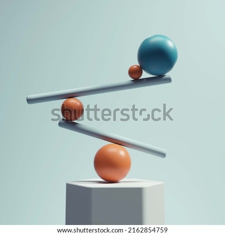 Primitive elements in balance . Confidence and impossible balance concept . This is a 3d render illustration . Stock fotó © 