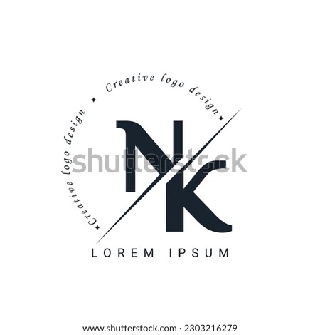 NK Letter Logo Design with a Creative Cut. Creative logo design