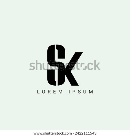 SK letter logo design. SK polygon, circle, triangle, hexagon, flat and simple style with white color variation letter logo set in one artboard. SK minimalist and classic logo. SK