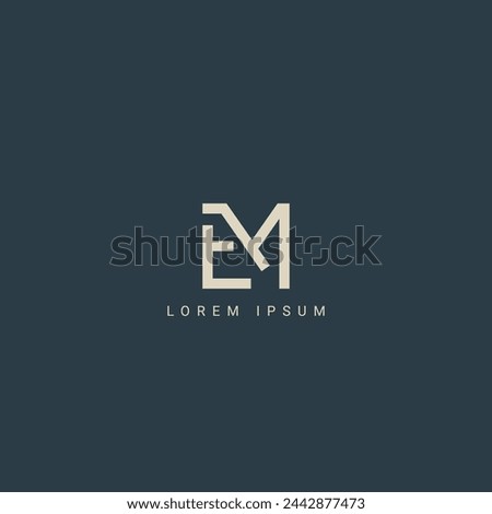 Minimal creative initial based ME logo and EM logo. Letter ME EM creative elegant monogram white color on black background