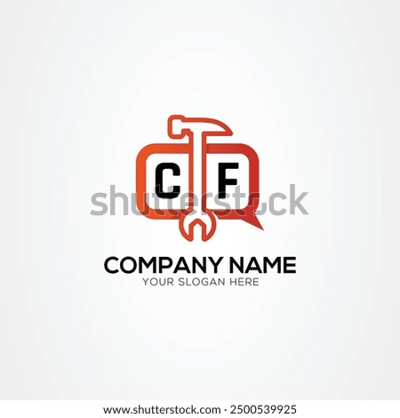 Services Icon or Chat Logo With Letter CF Logo Isolated Vector Illustration