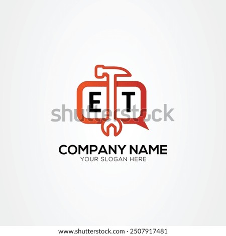 Services Icon or Chat Logo With Letter ET Logo Isolated Vector Illustration