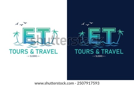 Abstract Letter ET TE With Travel Logo Design. Initial Summer Travel Logo Icon Vector