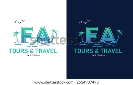 Abstract Letter FA AF With Travel Logo Design. Initial Summer Travel Logo Icon Vector