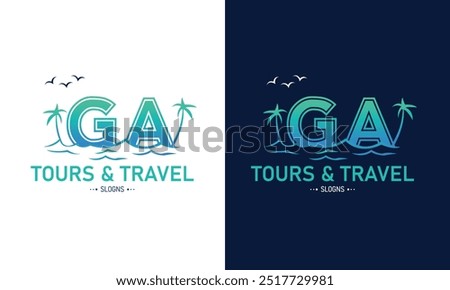 Abstract Letter GA AG With Travel Logo Design. Initial Summer Travel Logo Icon Vector