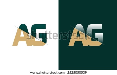 AG or GA Letter Logo Design with a Creative Cut Creative logo design