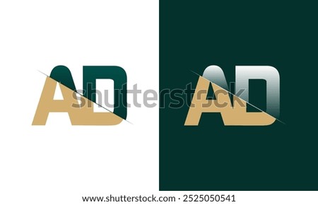 AD or DA Letter Logo Design with a Creative Cut Creative logo design