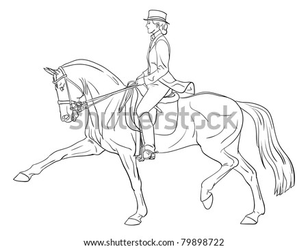 Vector Woman Horse Dressage Silhouette Illustration - 79898722 ...