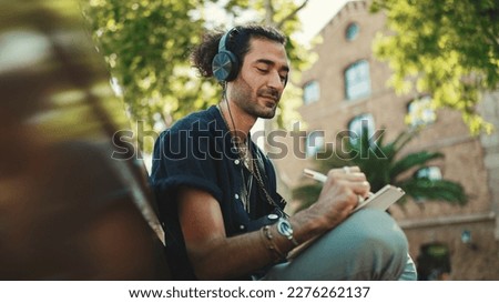 Similar – Image, Stock Photo Portrait sketch of a young person