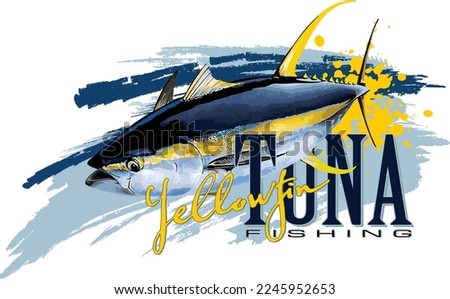 Fishing Yellowfish Tuna in Sea 
