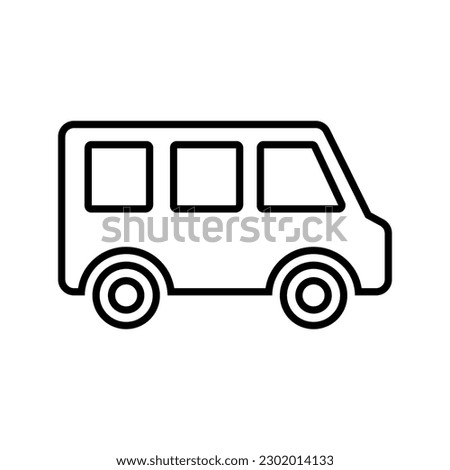 Minibus icon. Van, minivan. Pictogram isolated on white. Vector illustration.
