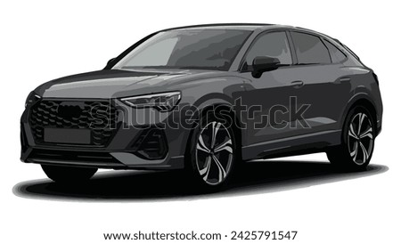 sedan coupe sport colour blue white elegant new 3d car urban electric SUV rs 4x4 bmw power q3 style back auto show model lifestyle business work modern art design vector tire template road 