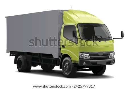 box mini truck van car Dyna mail semi art design template vector auto lorry move parking