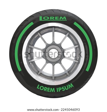 set collection black wheel green  compounds intermediate type soft tyre hard medium soft compound rubber logo symbol icon vector template strategy team principal isolated background