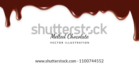 Dripping Melted Chocolates Isoalted. Realistic 3d Vector Illustration of Liquid Chocolate Cream or Syrup with Place for Text Imagine de stoc © 