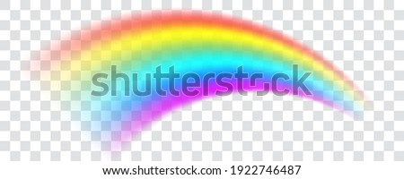 Realistic spectrum rainbow on transparent background. Rain bow arch vector illustration, multicolor unicorn rainbow with mesh brushes included