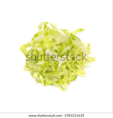 Heap of Chopped Chinese Cabbage, Napa Cabbage or Wombok Isolated on White Background. Fresh Green Sliced Cabbage Salat Realistic Vector Illustration