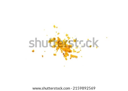 Heap of Bread Crumbs Isolated. Scattered Crushed Rusk Bread Crumbs for Nuggets, Panko on White Background Top View Сток-фото © 