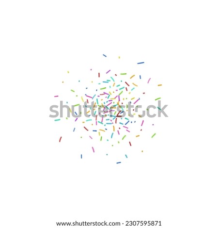 Candy Sprinkle, Donut Rainbow Sprinkles Isolated, Sweet Color Glaze Decoration, Many Small Vermicelli on White Background Top View, Vector Illustration