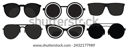 Sunglasses Icon Set | Sunglasses Vector Illustration Logo | Dark Glasses Icons Isolated Collection. Vector illustration. EPS 10