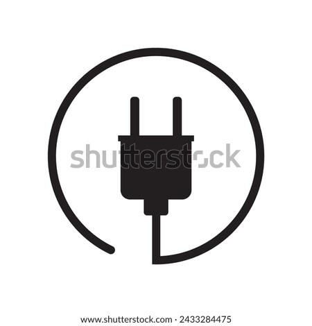 Electric plug vector icon on white background. Electrical cord or cable. Electric power. Vector file illustration.