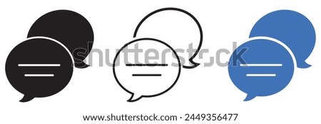 chat message icon set, Chat speech bubble, Social media message. Vector illustration isolated on white background.