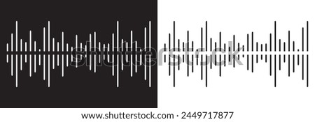 sound icon set. digital recorder voice audio wave vector symbol. soundwave frequency icon in black and white color. Sound waves, Equalizer, Audio waves, Radio signal, Music.