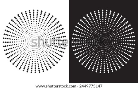 Half tone circle. Round dotted frame, circles pattern border and abstract halftone graphic design vector set. Round border Icon using halftone circle dots.