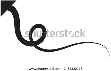Sharp curved arrow icon. Black rounded arrow. Direction pointer pointing up.  Isolated on White Background. Collection of pointers. Vector illustration.