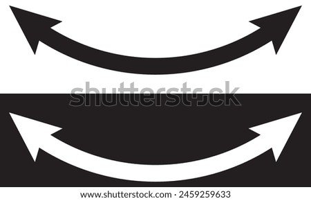  Dual sided arrow. Curved arc shape. Semicircular thin double ended arrow. Dual sided arrow Vector. isolated on white background. Vector illustration eps10.