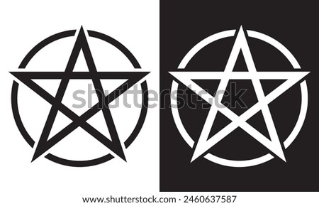  Pentagram Symbol. isolated on white and black background. pentagram logo. EPS 10