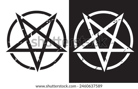  Pentagram Symbol. isolated on white and black background. pentagram logo. EPS 10