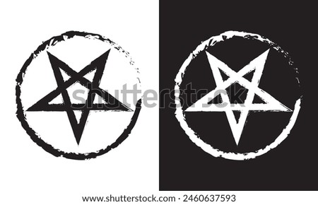  Pentagram Symbol. isolated on white and black background. pentagram logo. EPS 10