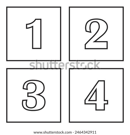 Black fill, no stroke. Square divided in 4 parts, into ninths. 2x2 grid. Isolated png illustration, white background. Asset for overlay, montage, collage, presentation. Business concept. EPS 10 