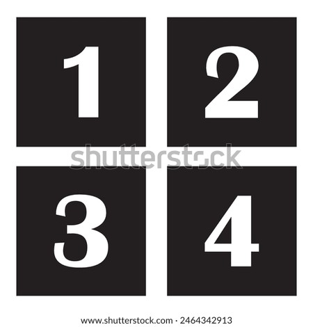 Black fill, no stroke. Square divided in 4 parts, into ninths. 2x2 grid. Isolated png illustration, white background. Asset for overlay, montage, collage, presentation. Business concept. EPS 10 