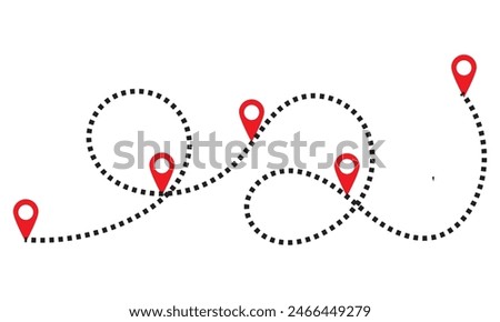 Dotted path with points. isolated on white background. Vector illustration. EPS 10