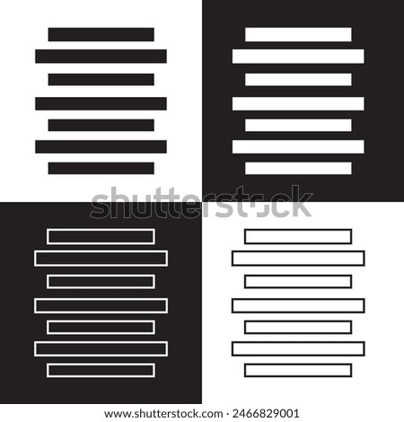 Paragraph Align, Text Align, Paragraph Centering, Left Justified, Right Justified, UI Icon, isolated on white background. Vector illustration. EPS 10
