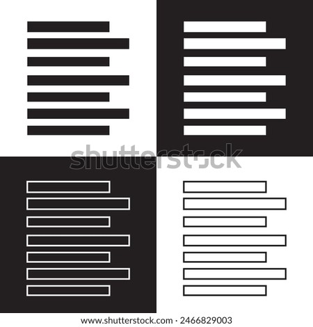 Paragraph Align, Text Align, Paragraph Centering, Left Justified, Right Justified, UI Icon, isolated on white background. Vector illustration. EPS 10