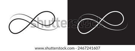 Hand drawn infinity symbol. Black infinity icon. Eternity, infinite, limitless and forever signs. isolated on white and black background. Vector illustration . EPS 10