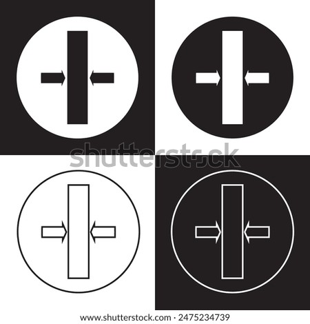 Compress icon set. pressure suspension bounce vector symbol. push shrink sign. flexible elastic symbol. reduce shock icon in black filled and outlined.  isolated on white and black background. EPS 10.