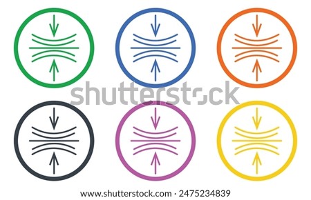 Compress icon set. pressure suspension bounce vector symbol. push shrink sign. flexible elastic symbol. reduce shock icon. isolated on white and black background. EPS 10.