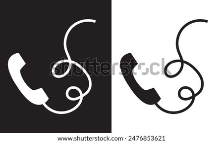 Handset phone on white and black background. EPS 10