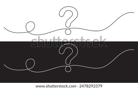 Question mark linear background. One continuous line drawing of question mark. Vector illustration. Question mark isolated on white and black background. vector. EPS 10